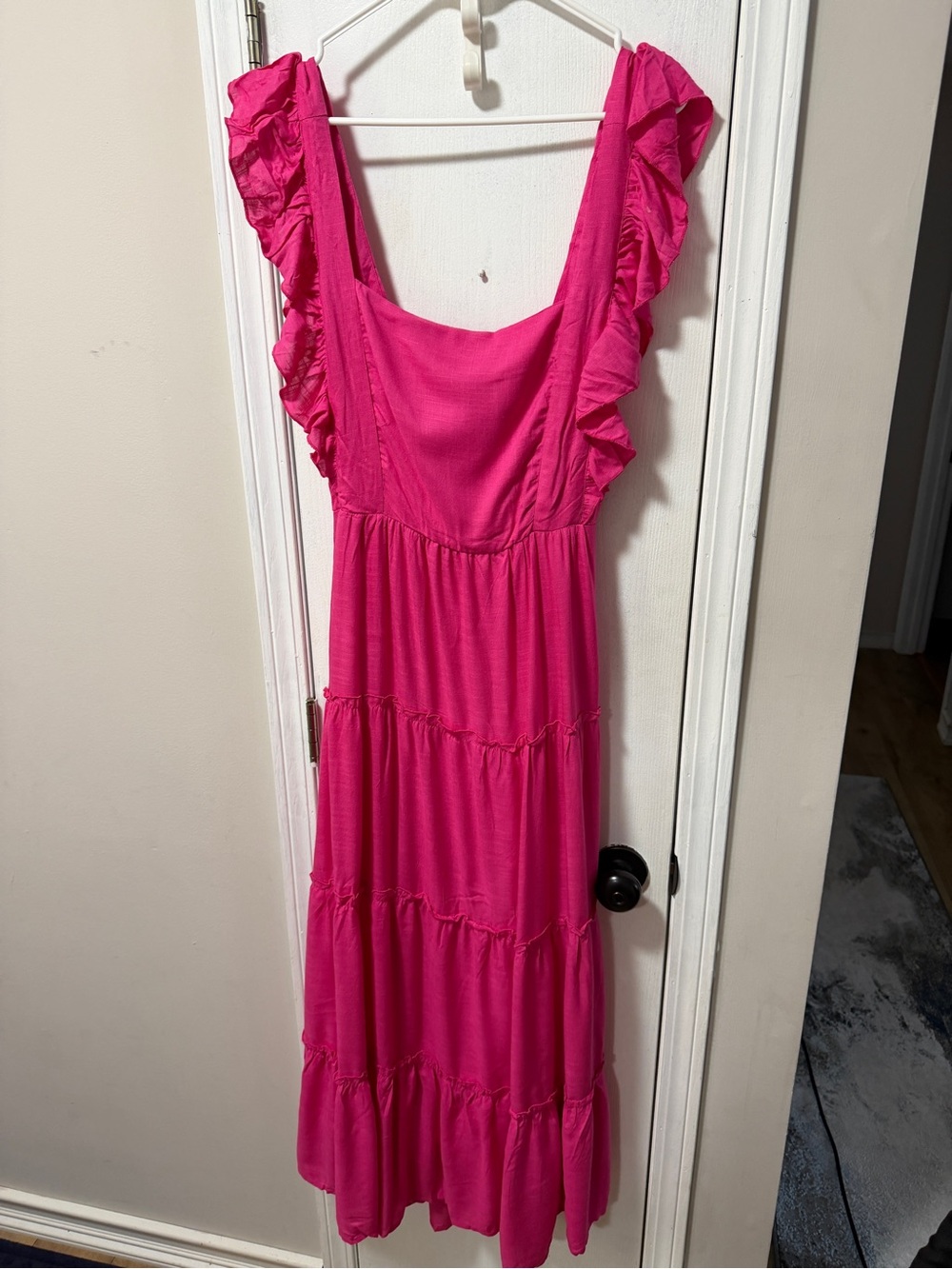 Altar'd State Hot Pink Ruffled Tiered Dress NWOT